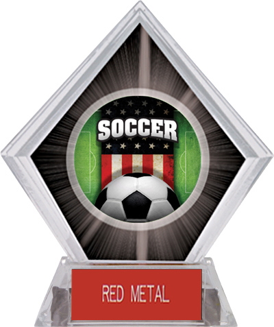 Awards Patriot Soccer Black Diamond Ice Trophy. Engraving is available on this item.