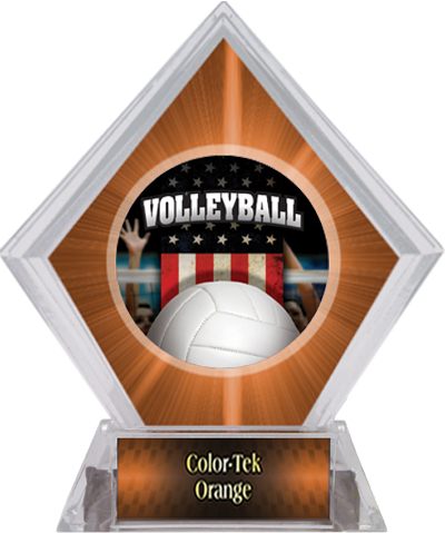 Award Patriot Volleyball Orange Diamond Ice Trophy. Personalization is available on this item.