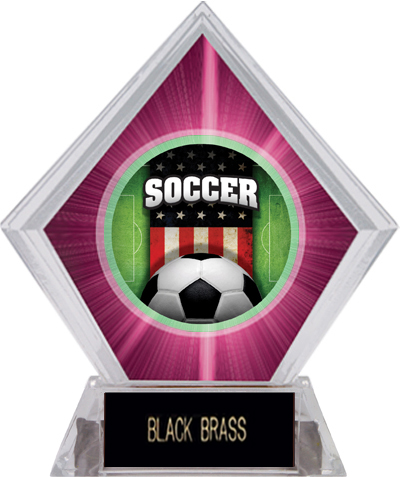 Awards Patriot Soccer Pink Diamond Ice Trophy. Engraving is available on this item.