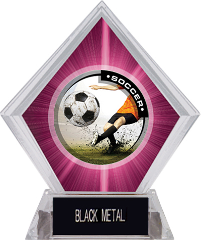 Awards P.R. Male Soccer Pink Diamond Ice Trophy. Engraving is available on this item.