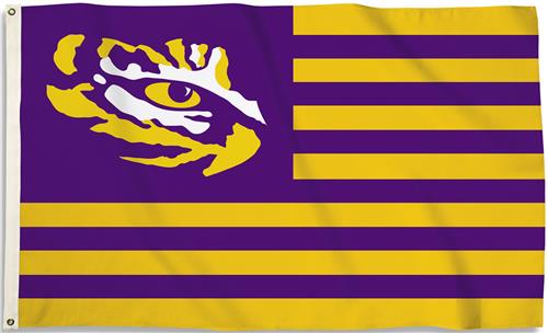 COLLEGIATE LSU-Eye Stripes 3' x 5' Flag w/Grommets