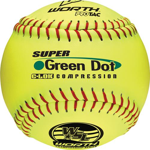 Worth WSL Super Green Dot 11" Slowpitch Softballs