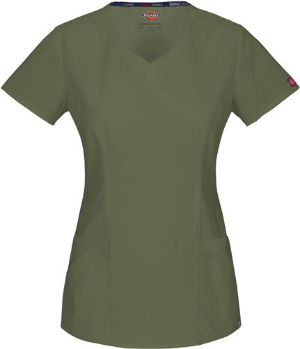Dickies Women's Mock Wrap Scrub Tops. Embroidery is available on this item.