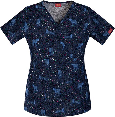 Dickies Women's V-Neck Mock Wrap Scrub Top. Embroidery is available on this item.