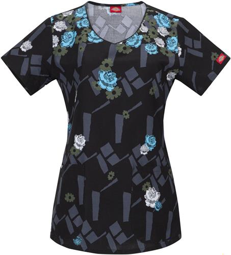 Dickies Women's Jr Fit V-Neck 2 Pocket Scrub Top. Embroidery is available on this item.