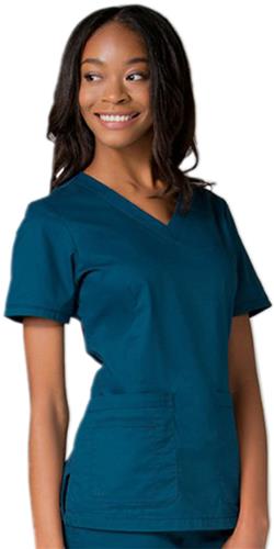 Maevn Blossom Women's Curved V-Neck Scrub Tops. Embroidery is available on this item.