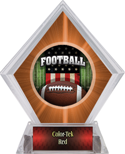 Awards Patriot Football Orange Diamond Ice Trophy. Personalization is available on this item.