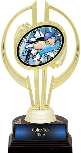 Gold Hurricane 7" Bust-Out Swimming Trophy. Personalization is available on this item.