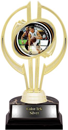 Gold Hurricane 7" P.R. Male Basketball Trophy. Personalization is available on this item.