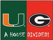 Fan Mats NCAA Miami/Georgia House Divided Mat