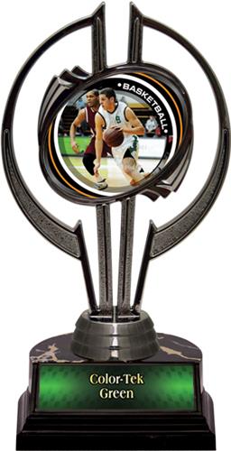 Black Hurricane 7" P.R. Male Basketball Trophy. Personalization is available on this item.
