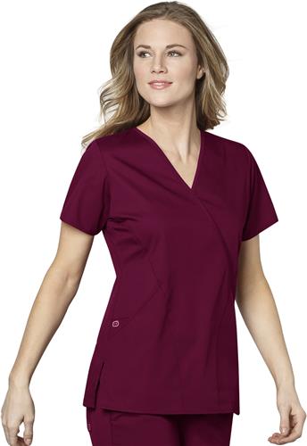 WonderWink Womens Mock Wrap Scrub Top. Embroidery is available on this item.