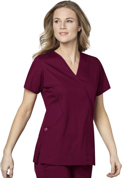 WonderWink Womens Mock Wrap Scrub Top