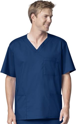 WonderWink Mens Multi-Pocket V-Neck Scrub Top. Embroidery is available on this item.