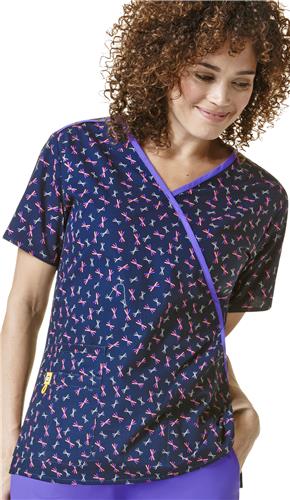 WonderWink Juliet Print Womens Scrub Top. Embroidery is available on this item.