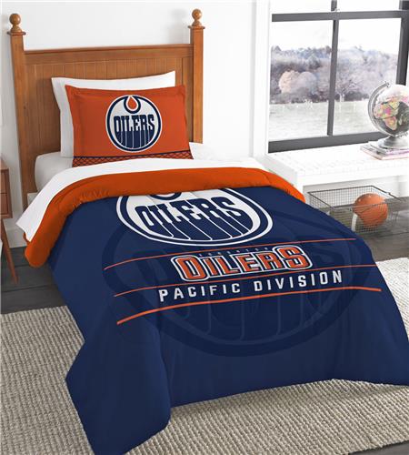 NHL Oilers Printed Twin Comforter & Sham Set