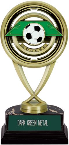 7" Soccer Saturn Trophy on Marble Base. Engraving is available on this item.