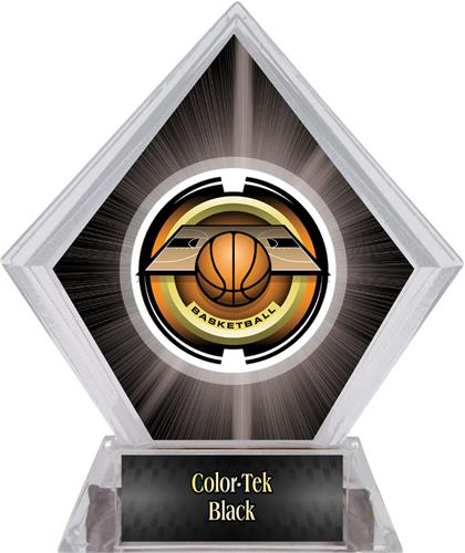 2" Saturn Basketball Black Diamond Ice Trophy. Personalization is available on this item.
