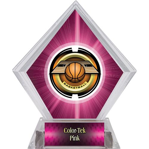 2" Saturn Basketball Pink Diamond Ice Trophy. Personalization is available on this item.