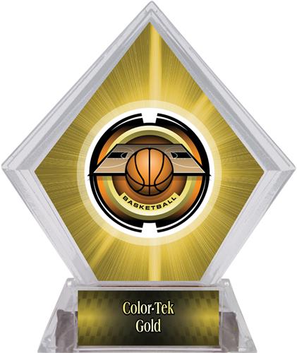 2" Saturn Basketball Yellow Diamond Ice Trophy. Personalization is available on this item.