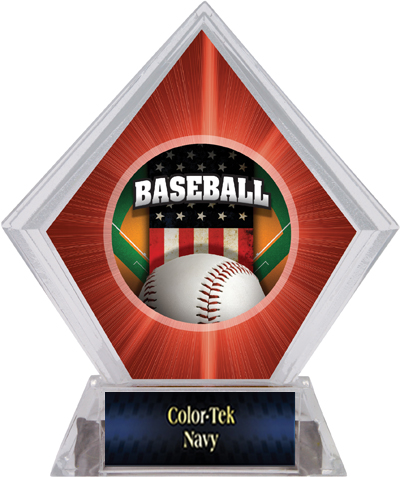 Patriot Baseball Red Diamond Ice Trophy Label. Personalization is available on this item.