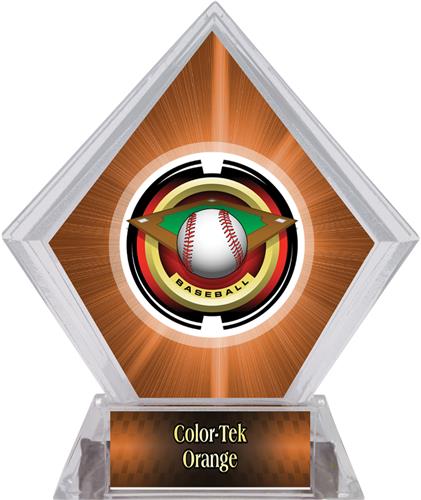 2" Saturn Baseball Orange Diamond Ice Trophy. Personalization is available on this item.