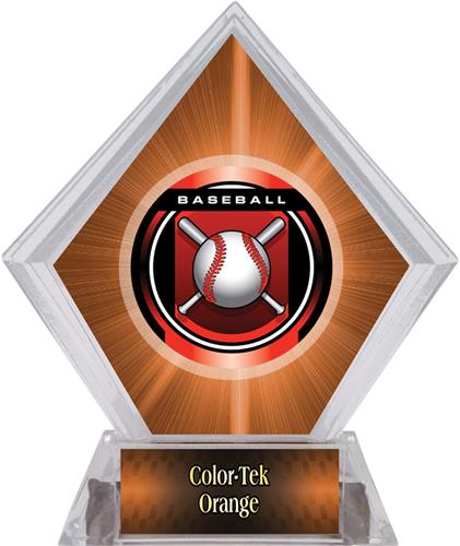 2" Legacy Baseball Orange Diamond Ice Trophy. Personalization is available on this item.