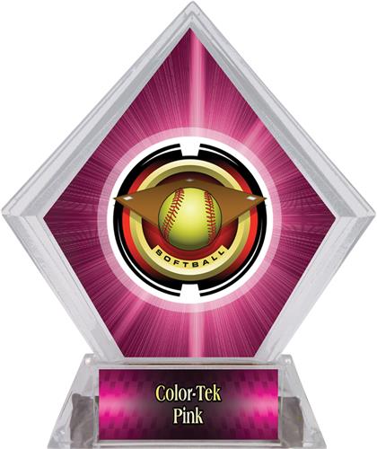 2" Saturn Softball Pink Diamond Ice Trophy. Personalization is available on this item.