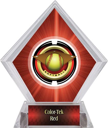 2" Saturn Softball Red Diamond Ice Trophy. Personalization is available on this item.