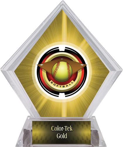 2" Saturn Softball Yellow Diamond Ice Trophy. Personalization is available on this item.