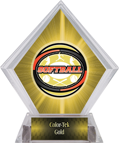 Classic Softball Yellow Diamond Ice Trophy. Personalization is available on this item.