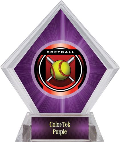 2" Legacy Softball Purple Diamond Ice Trophy. Personalization is available on this item.