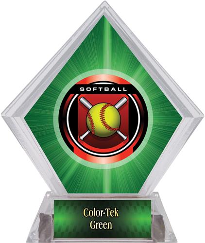 2" Legacy Softball Green Diamond Ice Trophy. Personalization is available on this item.