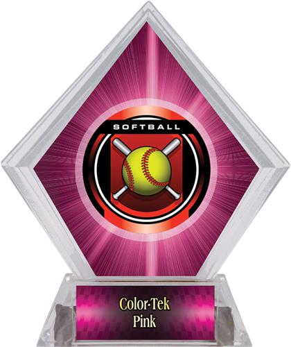 2" Legacy Softball Pink Diamond Ice Trophy. Personalization is available on this item.