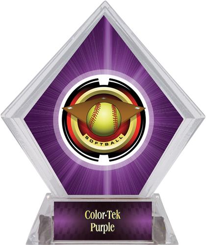 Awards Saturn Softball Purple Diamond Ice Trophy. Personalization is available on this item.