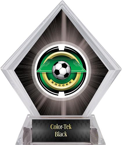 2" Saturn Soccer Black Diamond Ice Trophy. Personalization is available on this item.