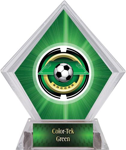 2" Saturn Soccer Green Diamond Ice Trophy. Personalization is available on this item.