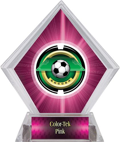 2" Saturn Soccer Pink Diamond Ice Trophy. Personalization is available on this item.