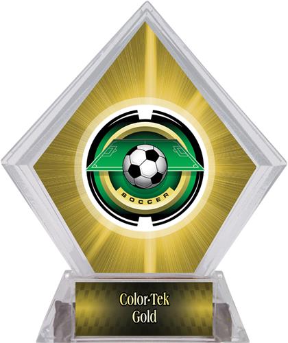 2" Saturn Soccer Yellow Diamond Ice Trophy. Personalization is available on this item.