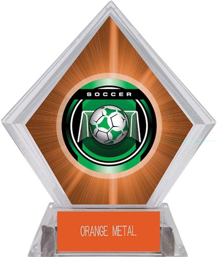 2" Legacy Soccer Orange Diamond Ice Trophy. Engraving is available on this item.