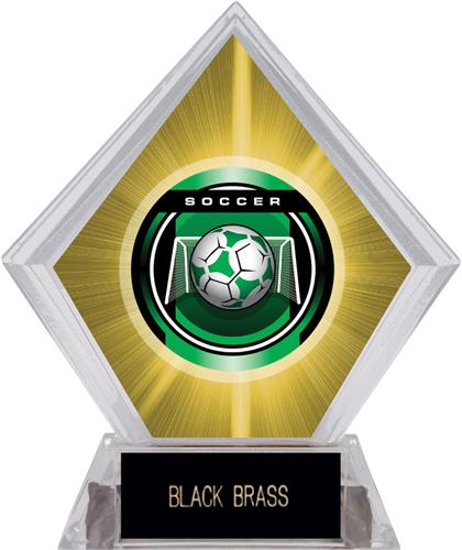 2" Legacy Soccer Yellow Diamond Ice Trophy. Engraving is available on this item.