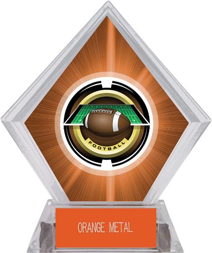 2" Saturn Football Orange Diamond Ice Trophy. Engraving is available on this item.