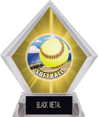 HD Softball Yellow Diamond Ice Trophy. Engraving is available on this item.