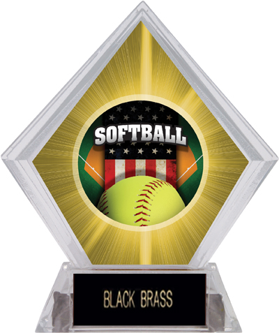 Patriot Softball Yellow Diamond Ice Trophy. Engraving is available on this item.