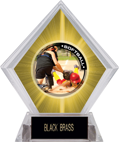 P.R.2 Softball Yellow Diamond Ice Trophy. Engraving is available on this item.