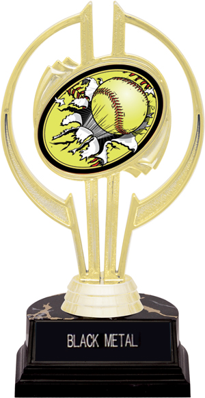 Awards Gold Hurricane 7" Bust-Out Softball Trophy. Engraving is available on this item.