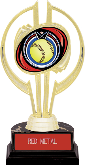 Awards Gold Hurricane 7" Eclipse Softball Trophy. Engraving is available on this item.