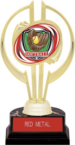Awards Gold Hurricane 7" Shield Softball Trophy. Engraving is available on this item.