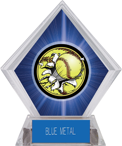 Awards Bust-Out Softball Blue Diamond Ice Trophy. Engraving is available on this item.