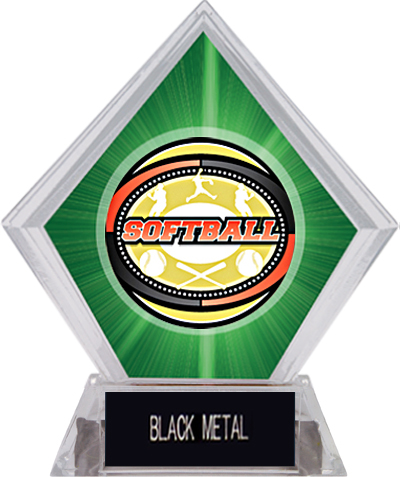 Awards Classic Softball Green Diamond Ice Trophy. Engraving is available on this item.